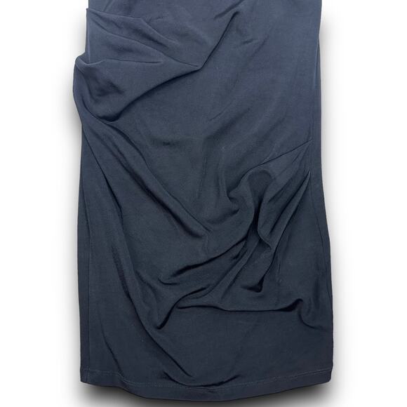 Witchery Black Bodycon Sleeveless Tank Dress Ruched Scoop Neck Racerback Medium - Picture 3 of 8